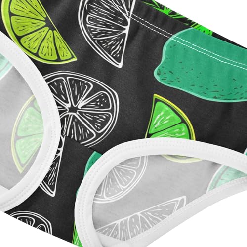 Limes Lemon Black Little Girl Panties Toddler Underwear Custom Cotton Personalized Undies Kids Briefs 2t4