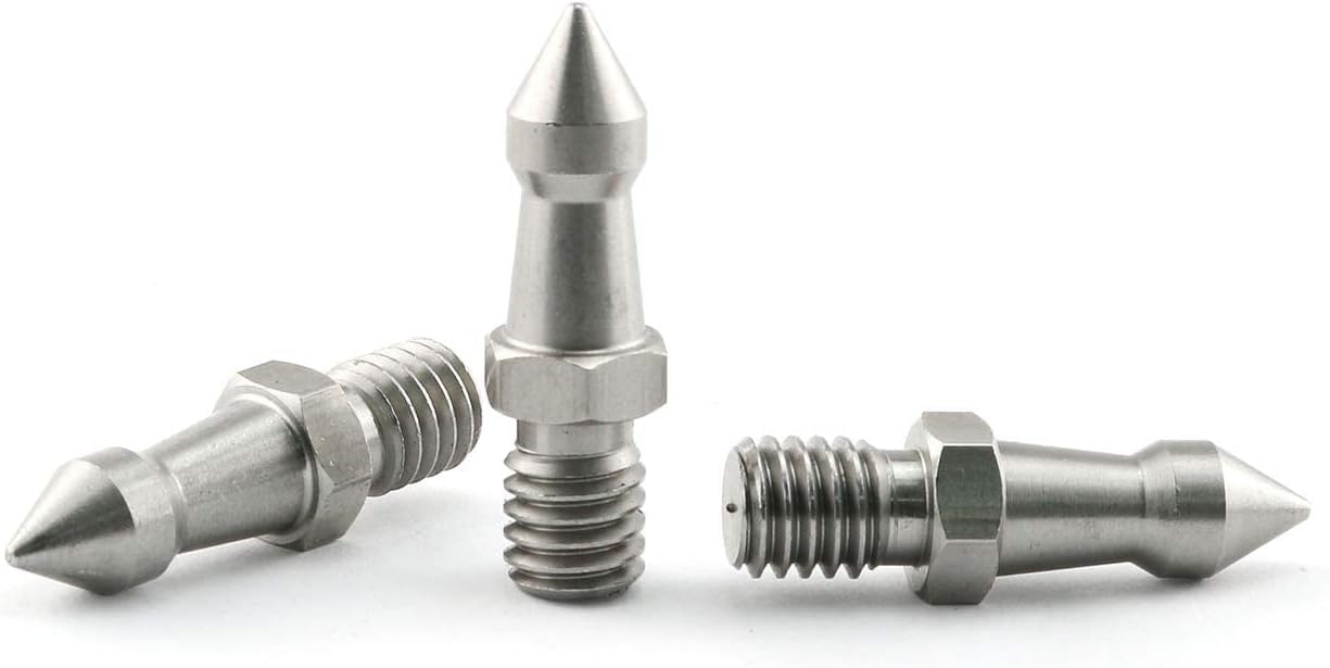 3 Pack Tripod Foot Spikes with 1/4 inch Thread Screw, Anti-Slip Stainless Steel Camera Tripod Ground Spike Feet Replacement Parts for Camera Tripods Stand Leg Monopod Outdoor Photography