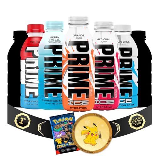 NEW FLAVOR! Prime Hydration Drink Variety Pack - 16.9 fl oz (7 Pack), Limited Edition Booster Pack and Coin, Packaged by Sivint