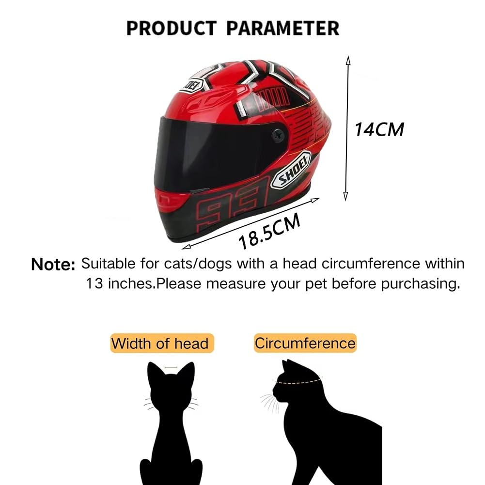Casco Integrale da Moto per Cani E Gatti, Casco da Moto per Animali Domestici da Esterno, Accessori per Foto di Animali Domestici