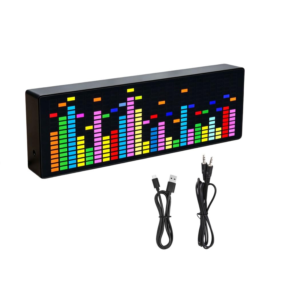 BDKMMS RGB Music Spectrum Clock, Audio Rhythm Light with 384 LEDs, 12 Modes