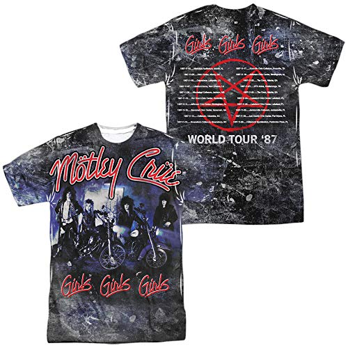 Motley Crue Girls Girls Girls Unisex Adult Sublimated T Shirt for Men and Women, Large White