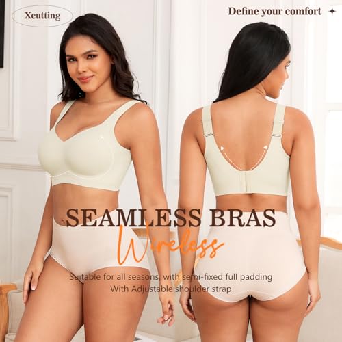 Image of Xcutting Women Wirefree Bras for Women Full Coverage No Underwire Everyday Bras Comfortable Wireless Padded Bras