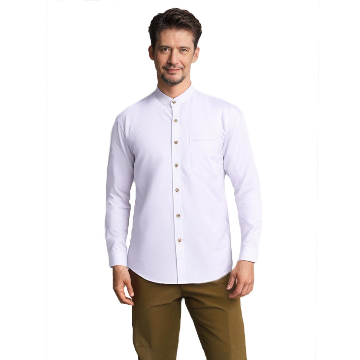 Jandukar Collarless Dress Shirts for Men Mandarin Collar Shirts Banded Collar Dress Shirt