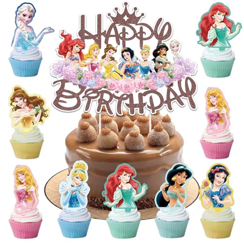 Hangsky 29 piezas princesa decoración para tartas niñas, princesas, decoración de cumpleaños infantil, decoración para tartas, decoración de cumpleaños para niños, decoración de cumpleaños (A)