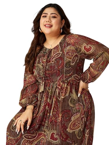 Image of Miss Chase A+ Women's V-Neck Three-Quarter Sleeve Floral Wrap Chiffon Midi Dress