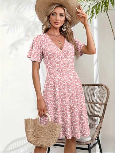 Image of Zeagoo Womens Summer Dresses Wrap V Neck Dress Floral A-Line Ruffle Sleeve Casual Sundress with Pockets 2026