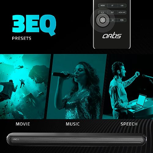 Image of Artis X700 2.1 CH 120 Watts Bluetooth Sound bar with Wired Subwoofer & Multiple Input Modes: Bluetooth /HDMI (ARC) / AUX in /Optical /USB Pen Drive Input