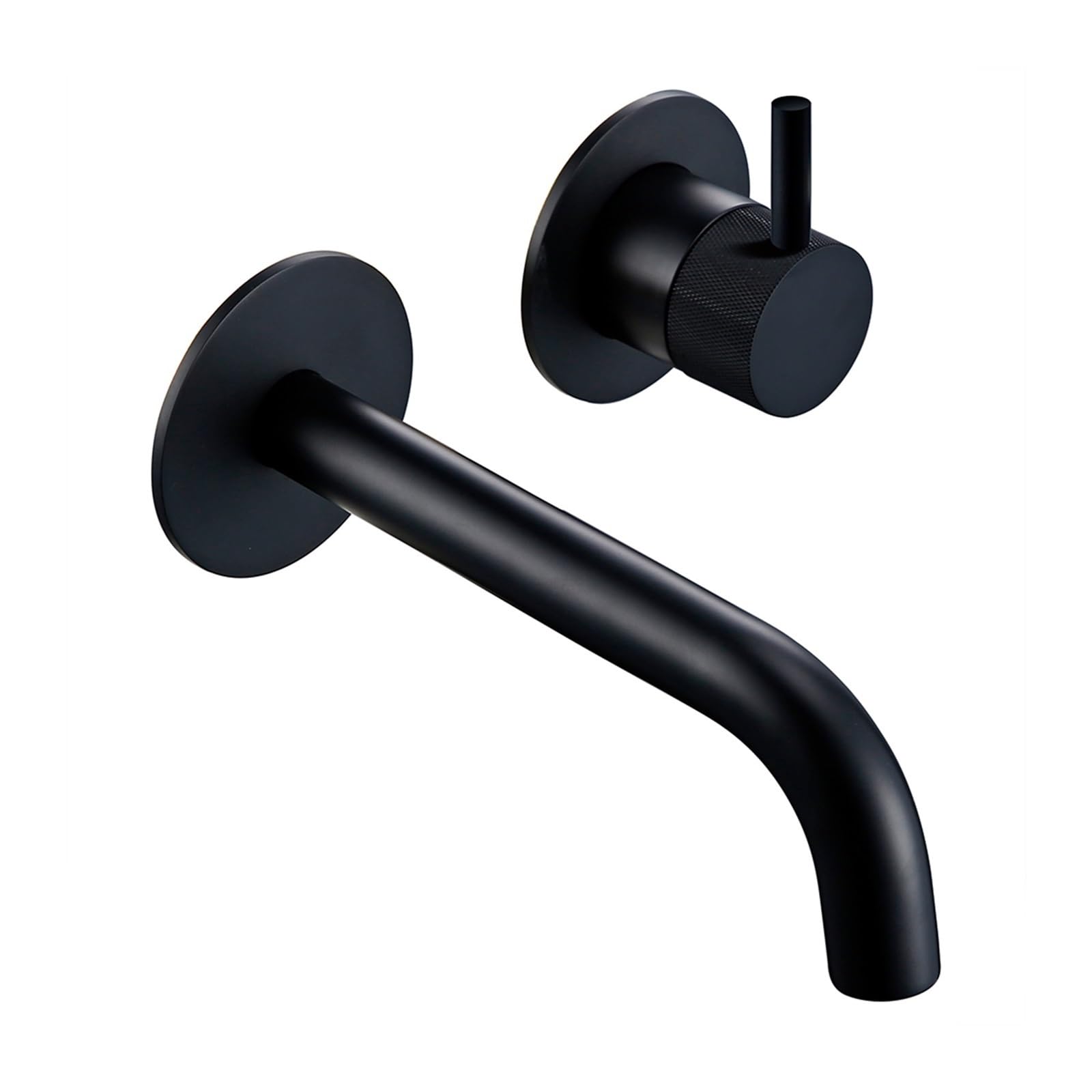 Mitigeur encastré laiton noir 21cm bouton moleté chic pour salle de bain