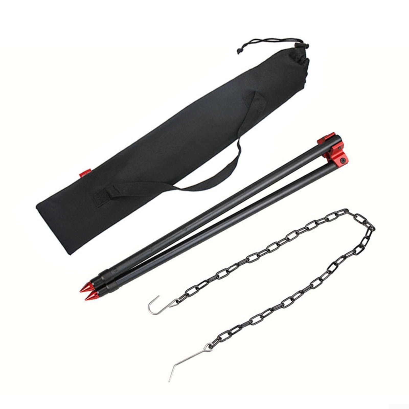 Aleación de aluminio Camping trípode Pot Holder 124cm Altura ajustable Soporte colgante para fogata Luces de cocina Picnic al aire libre Negro