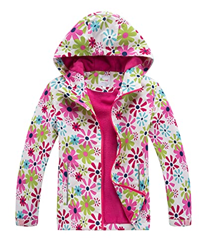 Hiheart Boys Girls Fleece Lined Hooded Jackets Waterproof Outdoor Windbreaker