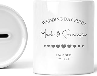 Personalised Wedding Fund Money Box, Custom Engagement Gift For Couples, New Fiancé Gift, Wedding Savings Jar, Wedding Piggy Bank, Wedding Fund Money Pot