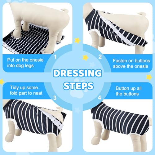 Image of Recovery Suits for Dogs Cats, Dog Surgery Suits Female and Male spay, Breathbale Dog After Surgery Suits, Dog Onesie for Surgery Female Male, Anti Licking Dog Surgical Suits (Blue White Strip, S)