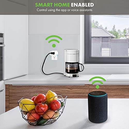 Topgreener Smart Mini Wi-Fi Plug With Energy Monitoring, Mini Smart Outlet, Control Lights And Appliances From Anywhere, No Hub Required, Works With Alexa And Google Assistant, Tgwf115Pqm, 4-Pack #TOP4
