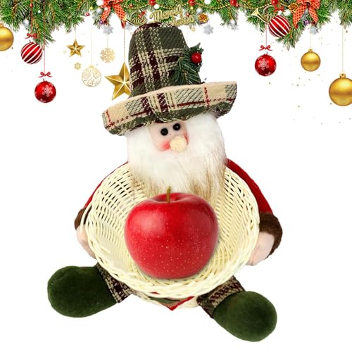 Cesta de dulces de Navidad | Surtido de aperitivos de frutas, cesta de arreglos de alimentos de Navidad, organizador de alimentos para chimenea, mesa de supermercado