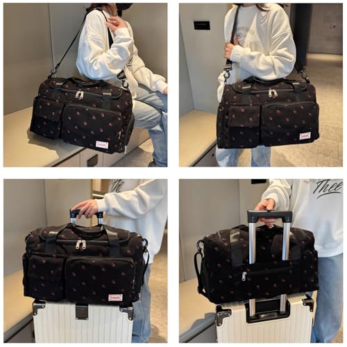 Image of Small Gym Bag for Women, Travel Duffle Bag Carry On Weekender Bag with Shoe Compartment