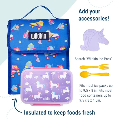 Image of Wildkin Kids Insulated Lunch Bag - Reusable, Ideal for Hot /Cold Snacks, School & Travel - Rad Roller Skates