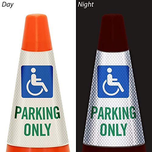 Image of SmartSign inchHandicapped Parking Only inch Bright Reflective Cone Message Sleeve, [Cone Not Included]