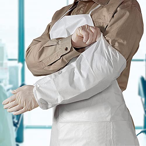 Amz Medical Supply Adult Disposable Aprons 28" X 36", Pack Of 10 Large Disposable White Poly Aprons With Long Waist Ties, Microporous 60 Gsm Poly Aprons Disposable, Unisex Plastic Aprons Disposable #TOP4