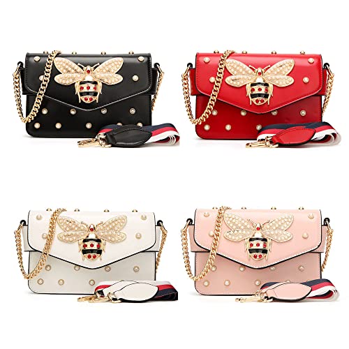 Beatfull Designer Bee Purse Fashion Crossbody Bags with Pearl for Women Pu Leather Shoulder Clutch Handbags4