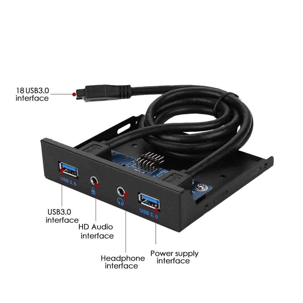 Bewinner Parte anteriore 'unità floppy, audio USB 3.0 Parte anteriore 'unità floppy, 3,5 pollici 2 interfacce USB 3.0 con audio MIC, per riservare l'interfaccia I/O anteriore del