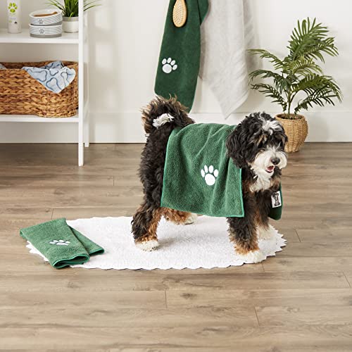 Image of Bone Dry Pet Grooming, Embroidered Microfiber Towel Drying Collection, 15x30, Hunter Green