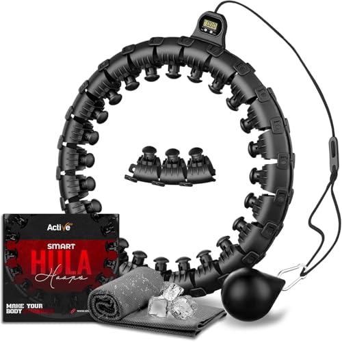 K-MART Smart Weighted Hula Hoop, verstellbar, gewichteter Hula-Reifen, 27 Knoten, Schwarz K-MART Smart Weighted Hula Hoop, verstellbar, gewichteter Hula-Reifen, 27 Knoten, Schwarz