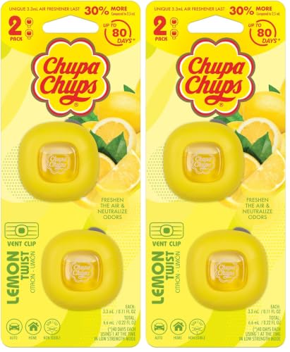 Image of BDK Chupa Chups Car Air Freshener, Lemon Twist - Long Lasting Car Fresheners with Fun Scents, Colorful and Vibrant Air Freshener for Car, Unique Car Freshner Perfume Deodorizer Refresher Fragrance