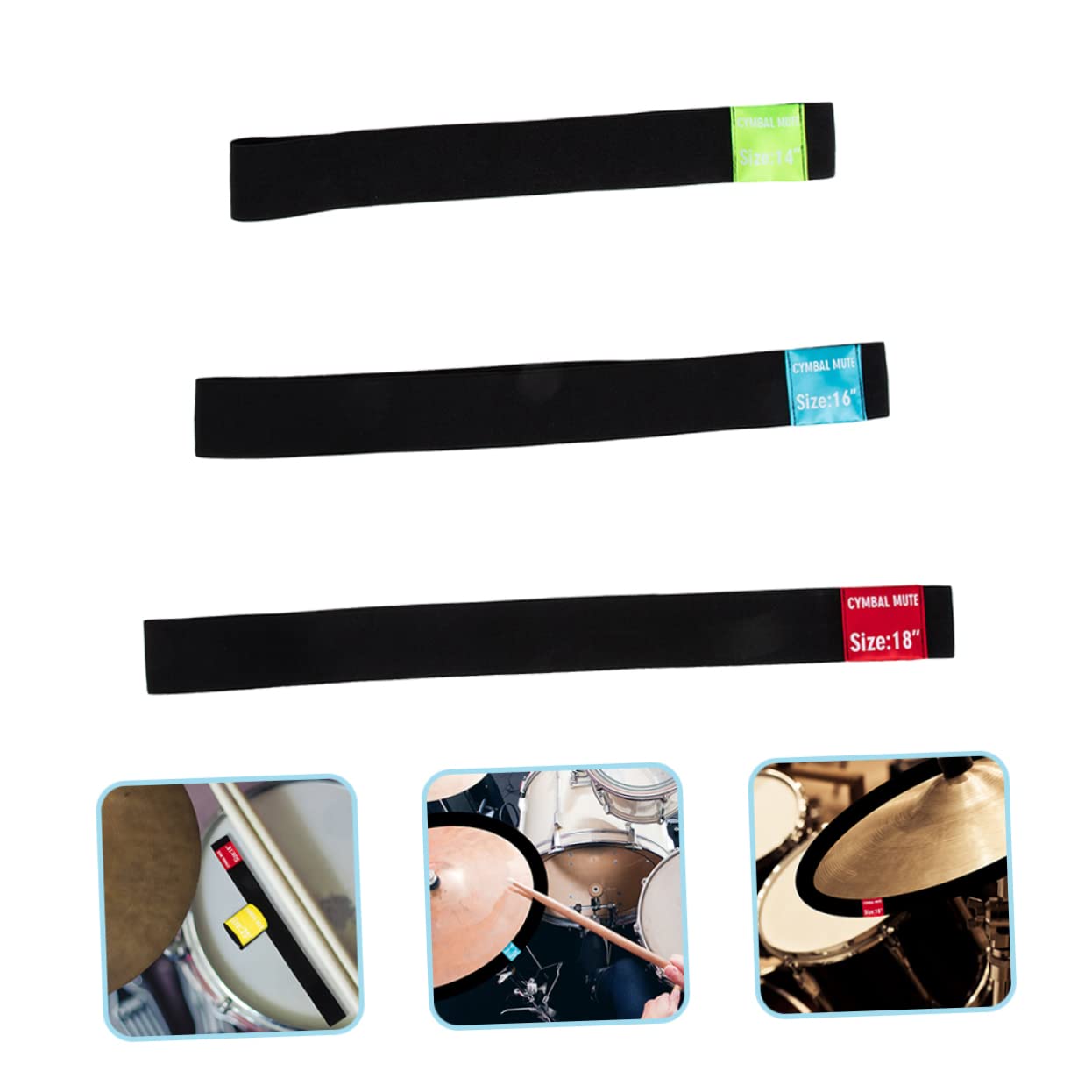 Toyvian Beckendämpfer 3 Stück aus Polyester Faltbare und Lärmschützende Dämpfringe für Becken in 14, 16 und 18 Zoll Geeignet als Übungsmaterial für Schlagzeuger
