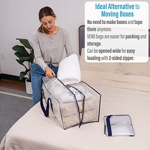 Veno 4 Pack Heavy Duty Extra Large Clear Storage Bag, Moving Bag, Clothes Organizer, For Blanket, Comforter, Bedroom Closet, Dorm Room Essentials, Moving Supplies, Storage Tote, Reusable And Sustainable (Clear - Set Of 4) #TOP1