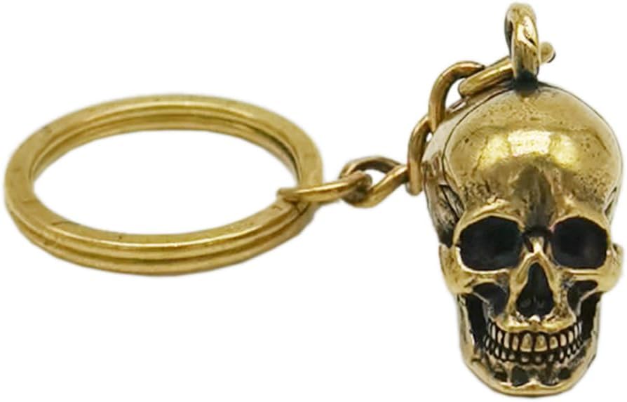 Keyrings Pendant, Premium Brass Skull Keychain, Copper Metal Punk Gothic Skull DIY, Cars Keyrings Keychain, Backpack Pendants, Men‘s Collectibles, Halloween Decorations - Image 2