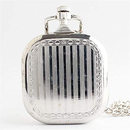 Reloj De Bolsillo Cuadrado con Esqueleto Geométrico, Números Romanos, Cadena Mecánica Plateada, Aleación Clásica, Regalo Vintage para Hombre Y Mujer.