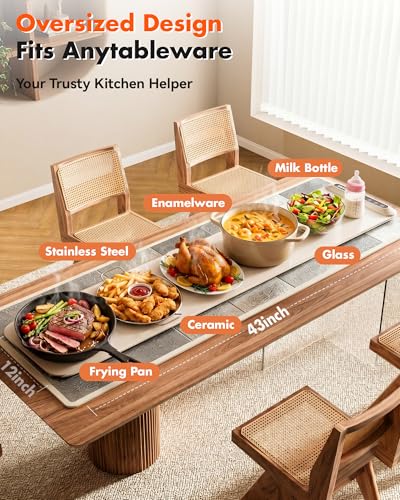 Image of Warming Mat for Food Extra Long 43 inchx12 inch 600W Food Warming Mat Heat Resistant Pad,Chafing Dishes for Buffet 6 Temp 12 Hours,Child Lock,Food Warmers for Parties Buffet for Catering Gatherings