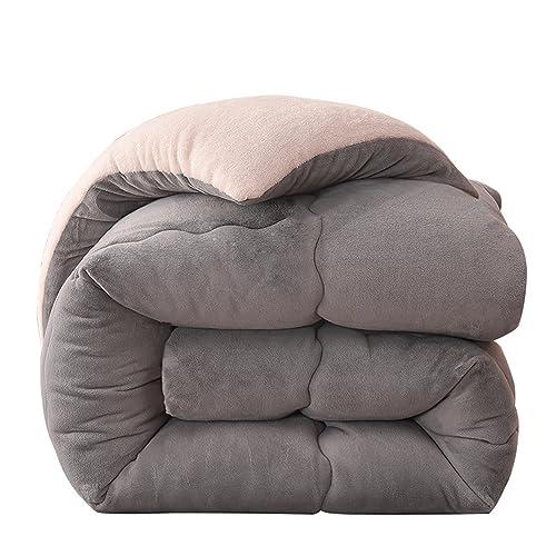 XHDZSW Colcha, Edredón Algodón, Manta Sofa Polar, Terciopelo De Cordero De Grueso Edredón De Invierno, Hipoalergénico Mantas para Cama, edredón de Doble Cara (Gris,150x200cm(2.5kg))