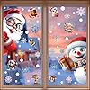 Decoración de Navidad para ventana, 55 calcomanías decorativas estáticas, 2 hojas, calcomanías de vidrio de doble cara, calcomanías de decoración de dibujos animados para interiores
