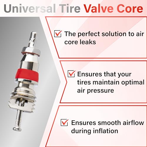 Image of ecocstm 100 PCS Schrader Tire Valve Cores, Copper-Plated Chrome Valve Stem Cores, Standard US Size, Universal Tire Valve Core, Compatible with Cars, Trucks, Motorcycles, Bicycles & HVAC Systems