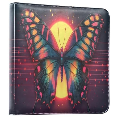 Álbum de fotos autobiadhesivo Scrapbook con mariposas neón brillantes, encuadernador de 3 anillos, 40 páginas, 8x10 para recuerdos miniatura 1