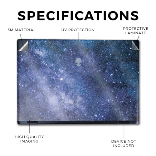 Image of Glossy Glitter Laptop Skin Compatible with Alienware M16 R2 (2024) - Blue Stars - Premium 3M Vinyl Protective Wrap Decal Cover - Easy to Apply | Crafted in The USA by MightySkins