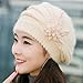 Canserin Beanie Hat, Women's Fashion Flower Knit Crochet Beret Cap Winter Warm Beanie Hat (Beige)