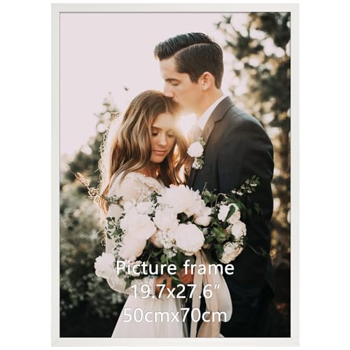 Giftgarden Weiß Bilderrahmen 50x70 cm - Aluminium Rahmen für Fotos Zertifikate und Poster - Großer Fotorahmen für Wohnzimmer Schlafzimmer Arbeitszimmer