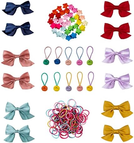 Baby Hair Accessories - Baby Hair Clips /Baby Hair Ties /Baby Bows/Flower Clips, 158 PCS Hair Accessories for Baby Girls Toddlers Kids Birthday Christmas Gift