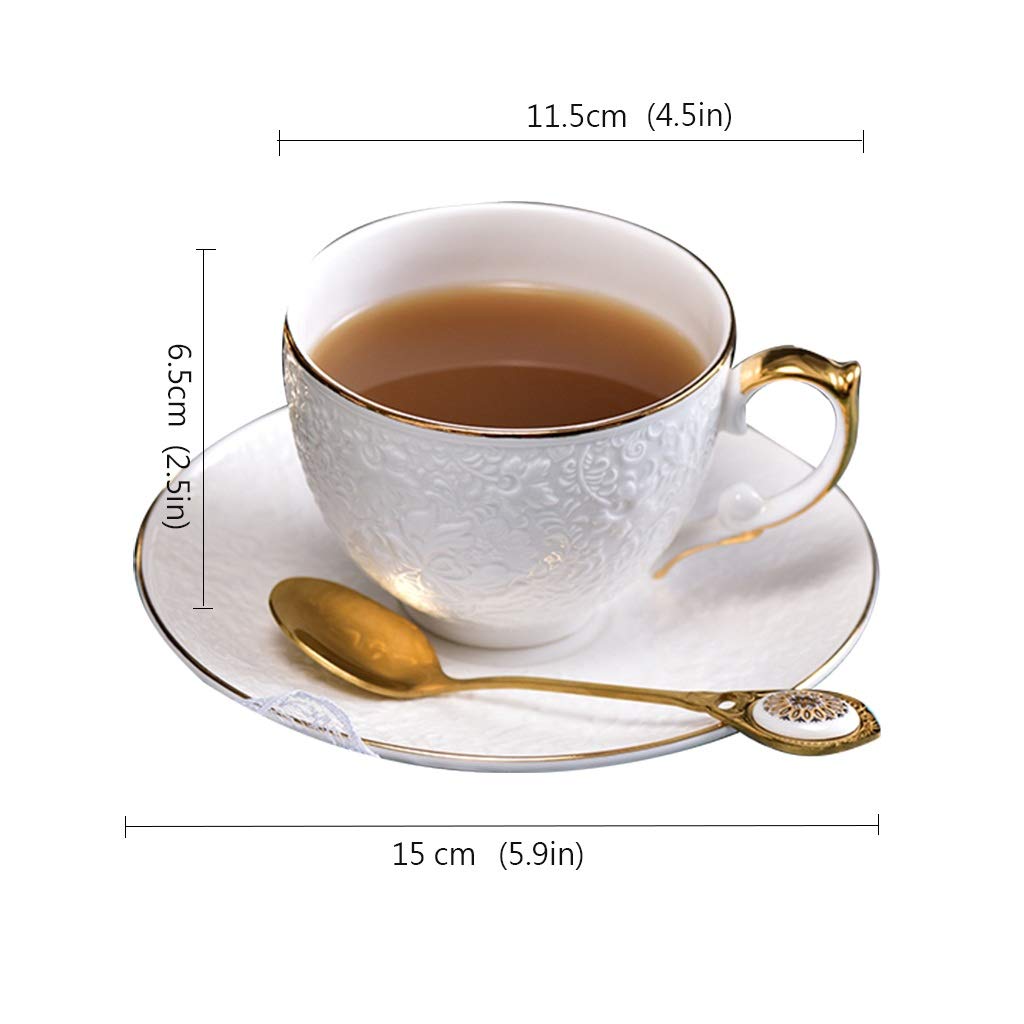 Filiżanka Do Kawy Z Porcelany Kostnej, Filiżanka Na Śniadanie, Kubki Do Kawy Zestaw Białej Filiżanki I Spodka Do Kawy W Stylu Europejskim Porcelana Kostna Z Wytłoczonym K