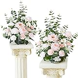 TINGE TIME Free-Standing Artificial Flower, Set of 2, Table Centerpiece with Rubber Pad, Silk Fake F