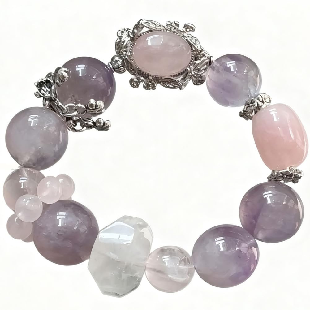 Pulsera de Cristal curativo Pulseras de Cuentas de Piedras Preciosas Naturales de 14 mm Pulsera elástica de Piedra para Mujeres Hombres Cristal de Cuarzo energético,B
