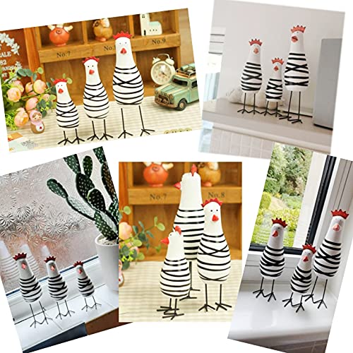 JZK 3 Pcs Wooden chicken ornaments, little chicken figurine set of 3, small kitchen window sill ornament - Image 3