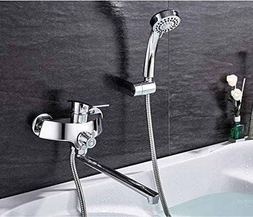 Robinet de baignoire-douche en laiton chromé mural pour salle de bain élégante