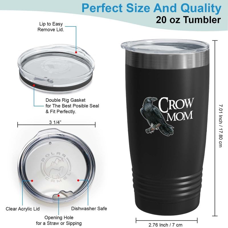 Bird Watcher Tumbler 20oz Black -Crow Mom - Feeder Birders Animal Lover Ornitologist Owl Owner Hunter Hummingbird Breeder