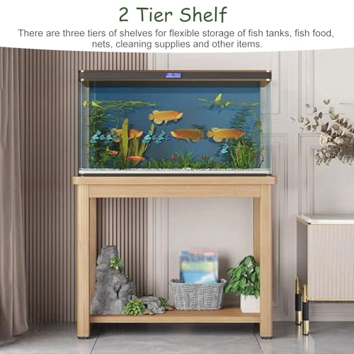 Supporto per Pesci in Legno di Quercia a 2 Livelli per rettili e Tartarughe, espositore per vetrine Resistente, Versatile scaffale per riporre Animali Acquatici ed esotici.