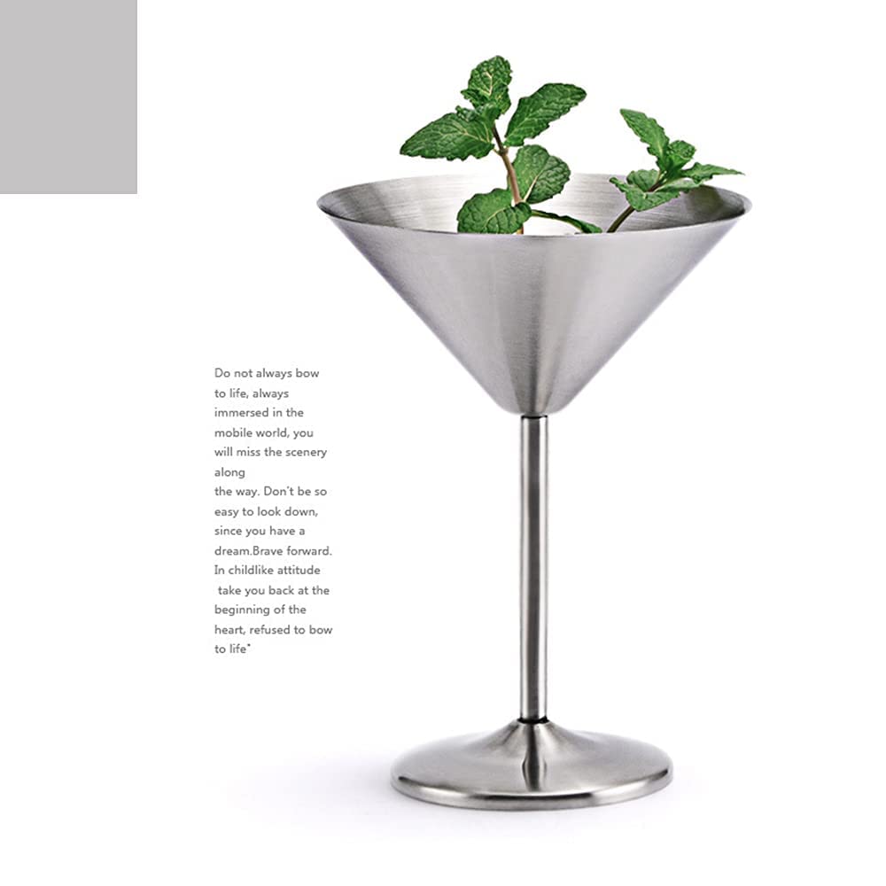 Aoser Copas de Cóctel Martini, 2 Pcs Copa de Vino de Acero Inoxidable, Copa de Martini de Acero Inoxidable, Copas de Vino de Tallo de Cóctel, para Bar