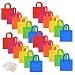 WXJ13 Party Favors Bags Non-Woven Treat Bags with Handles Brand Rainbow Color Party Gift Tote Bags with 10 Pieces Star Stickers, 8 by 8 Inches, 24 Pieces